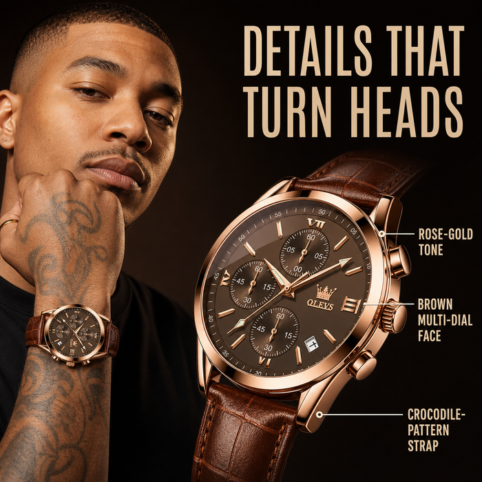 Leather Casual Chronograph Analog Watch