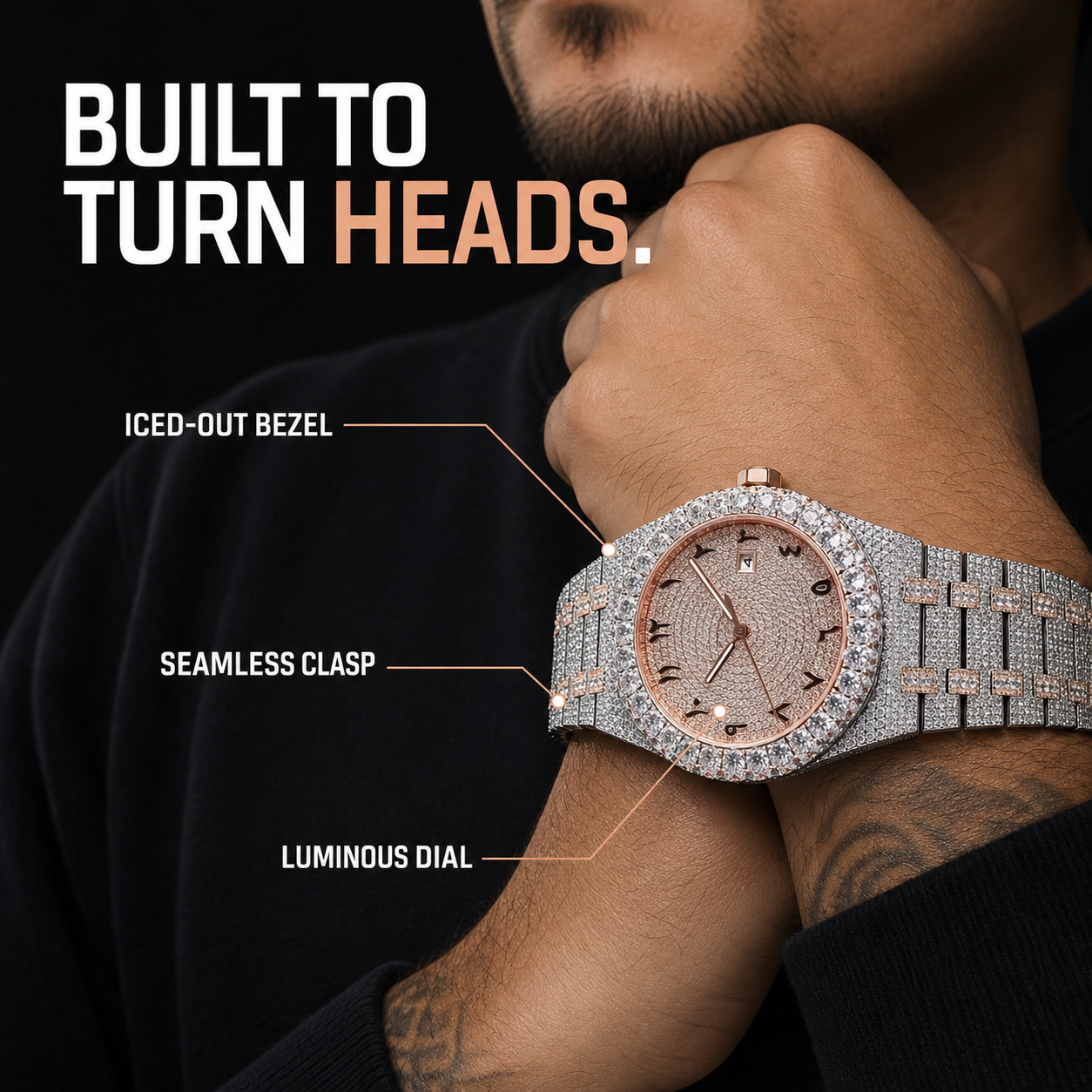 Iced Out Watch With CZ Moissanite Design