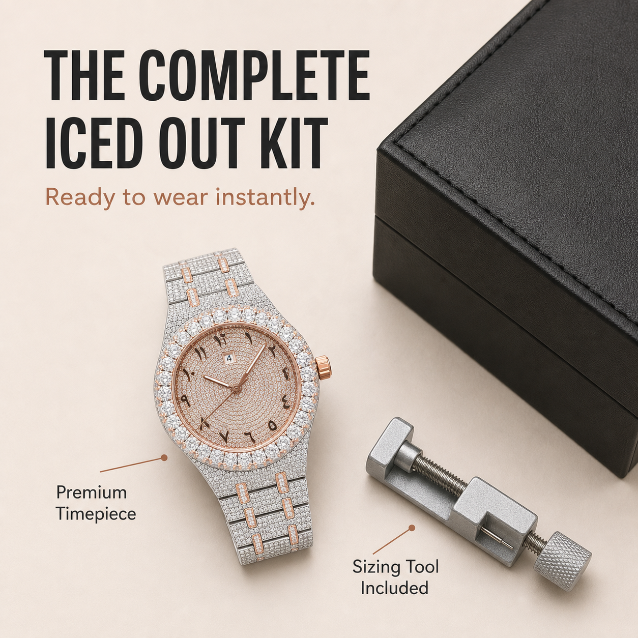 Iced Out Watch With CZ Moissanite Design