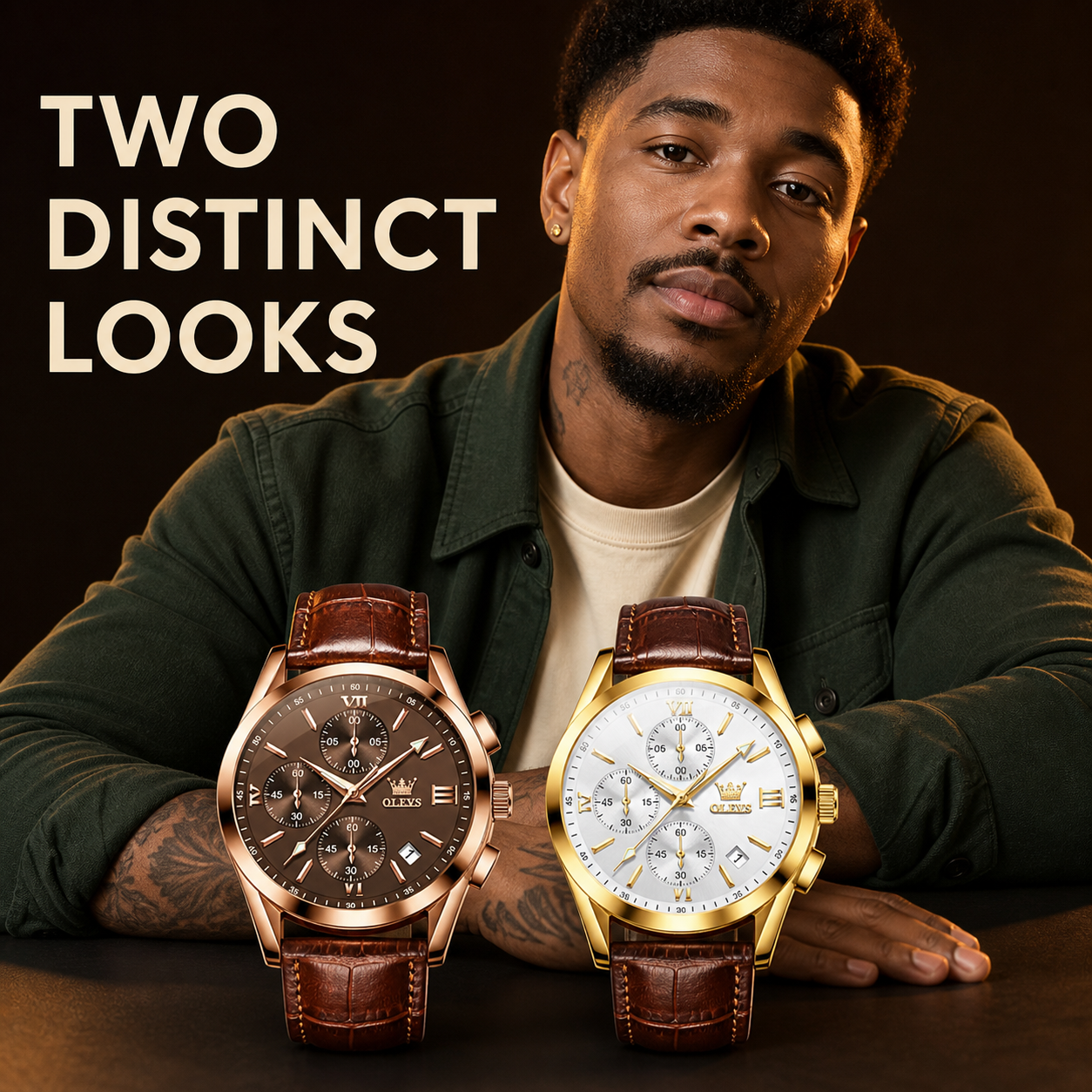Leather Casual Chronograph Analog Watch