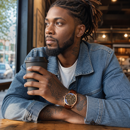 Leather Casual Chronograph Analog Watch