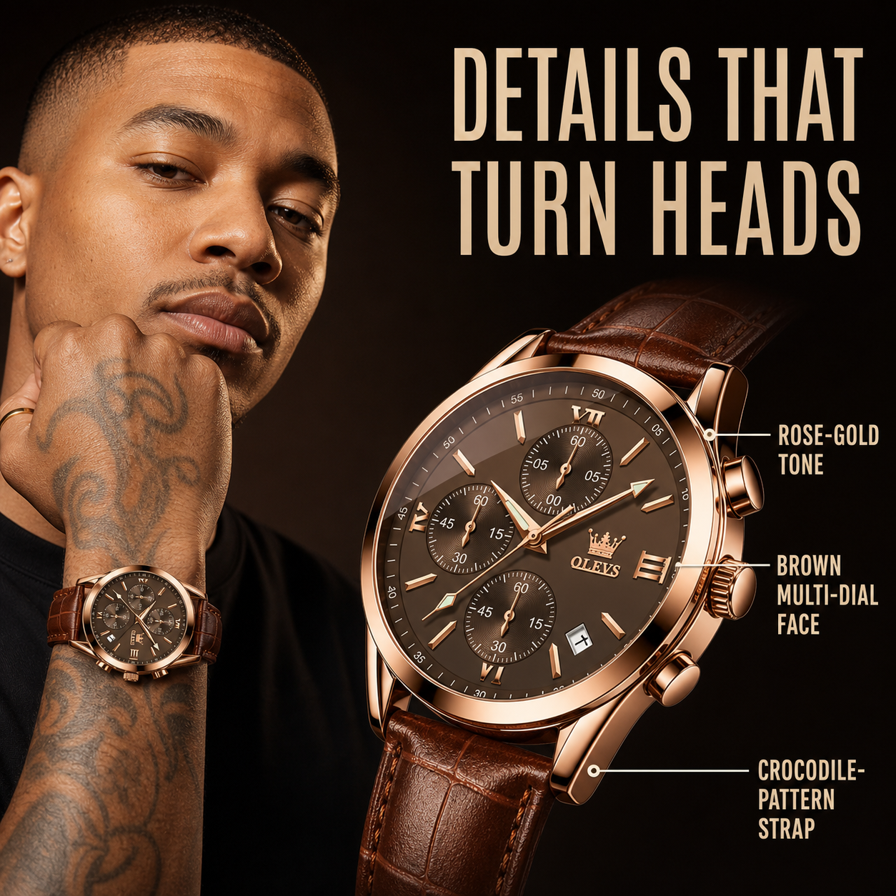 Leather Casual Chronograph Analog Watch