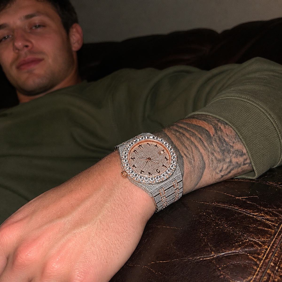 Iced Out Watch With CZ Moissanite Design