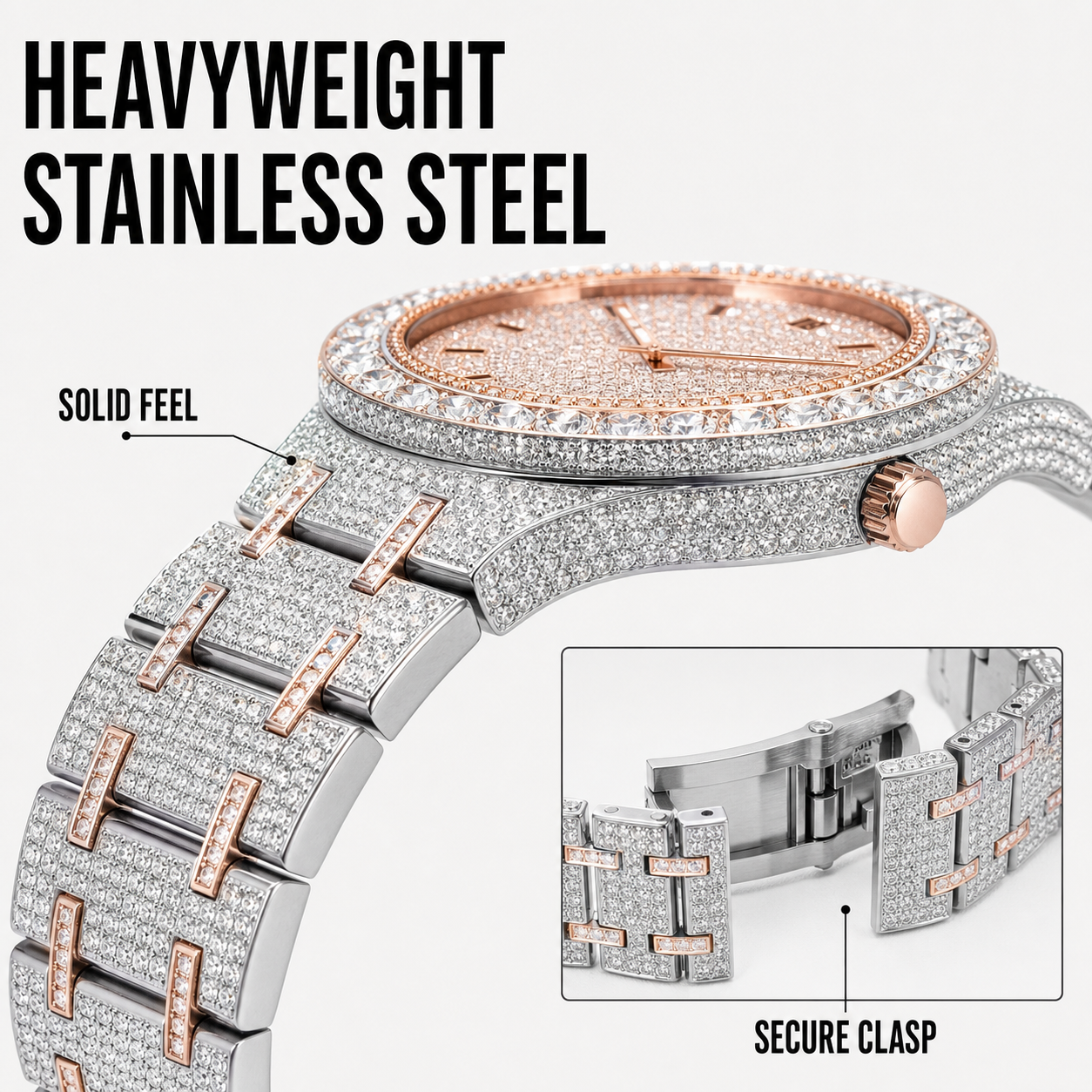 Iced Out Watch With CZ Moissanite Design