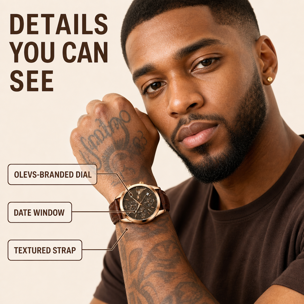 Leather Casual Chronograph Analog Watch