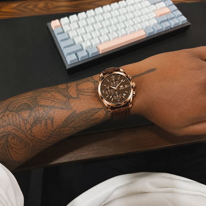 Leather Casual Chronograph Analog Watch