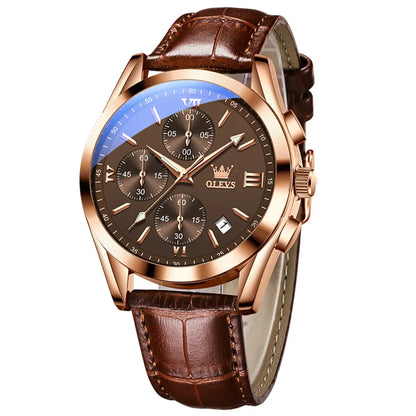 Leather Casual Chronograph Analog Watch