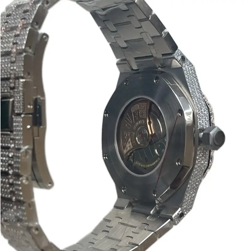 ced Out Watch With CZ Moissanite Design