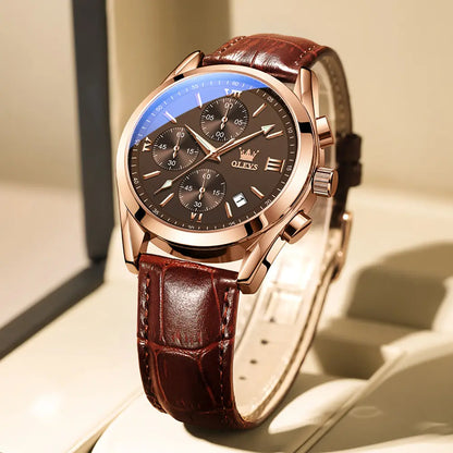 Leather Casual Chronograph Analog Watch