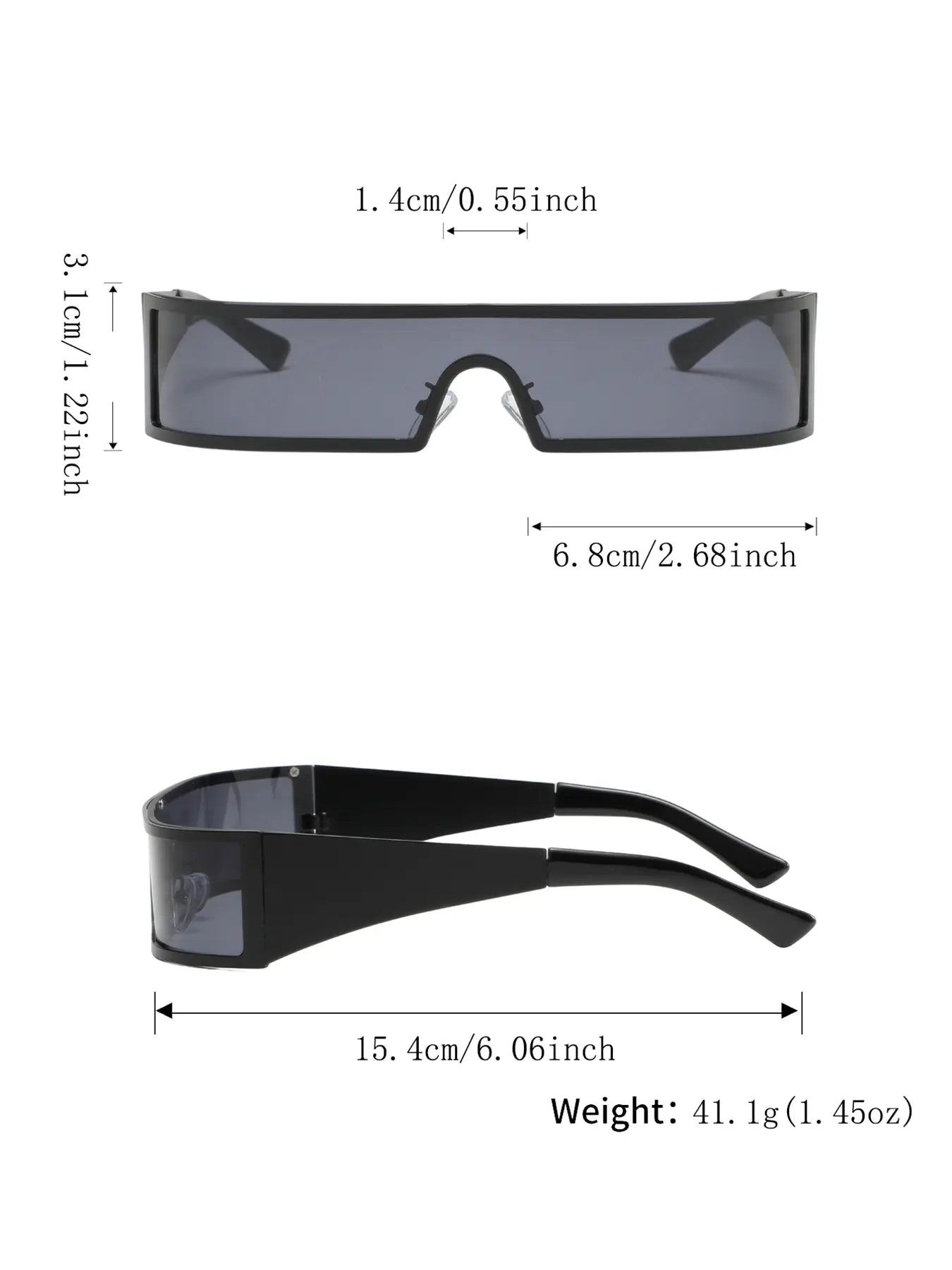 Men'S Cyberpunk Metal Frame Decorative Lens Glasses, Chic Y2K Style Wide Arms Eyeglasses for All Seasons, Futuristic Fashion Statement Eyewear