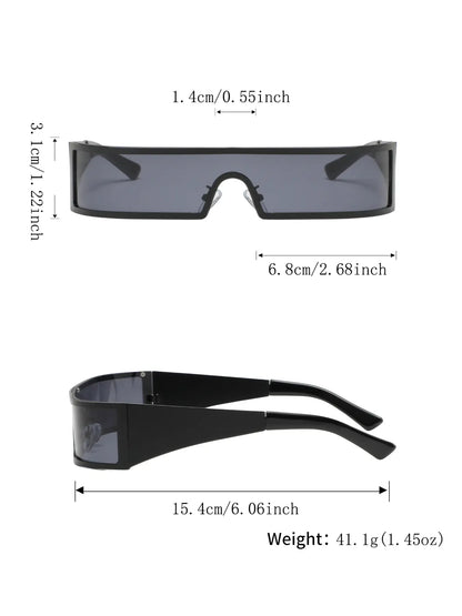 Men'S Cyberpunk Metal Frame Decorative Lens Glasses, Chic Y2K Style Wide Arms Eyeglasses for All Seasons, Futuristic Fashion Statement Eyewear