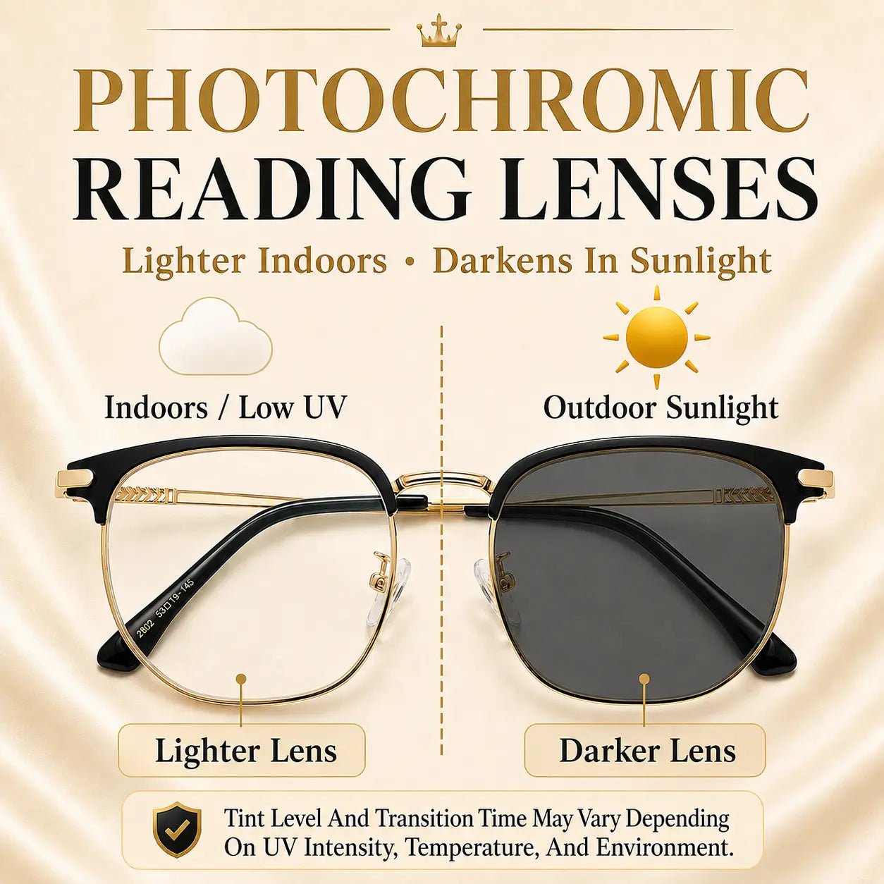Transition Reading Glasses with UV Sun Protection