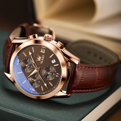 Leather Casual Chronograph Analog Watch