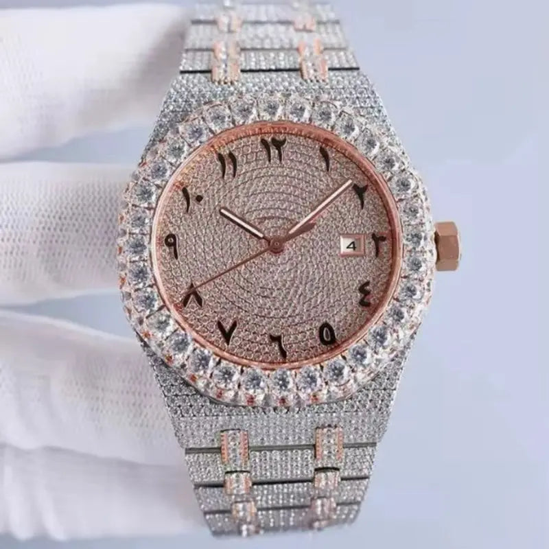 ced Out Watch With CZ Moissanite Design