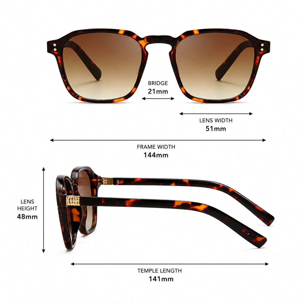 Polarized Square Retro Style Sunglasses