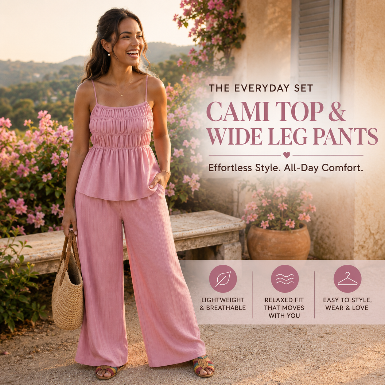 Cami Top & Wide Leg Pants Set