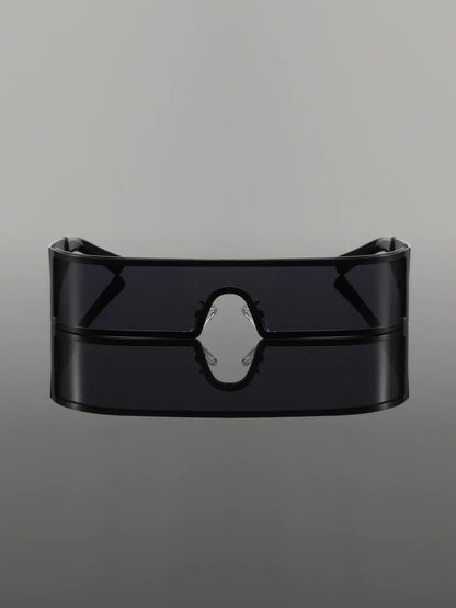 Men'S Cyberpunk Metal Frame Decorative Lens Glasses, Chic Y2K Style Wide Arms Eyeglasses for All Seasons, Futuristic Fashion Statement Eyewear