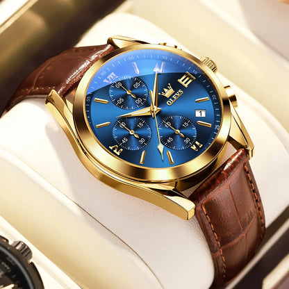 Leather Casual Chronograph Analog Watch