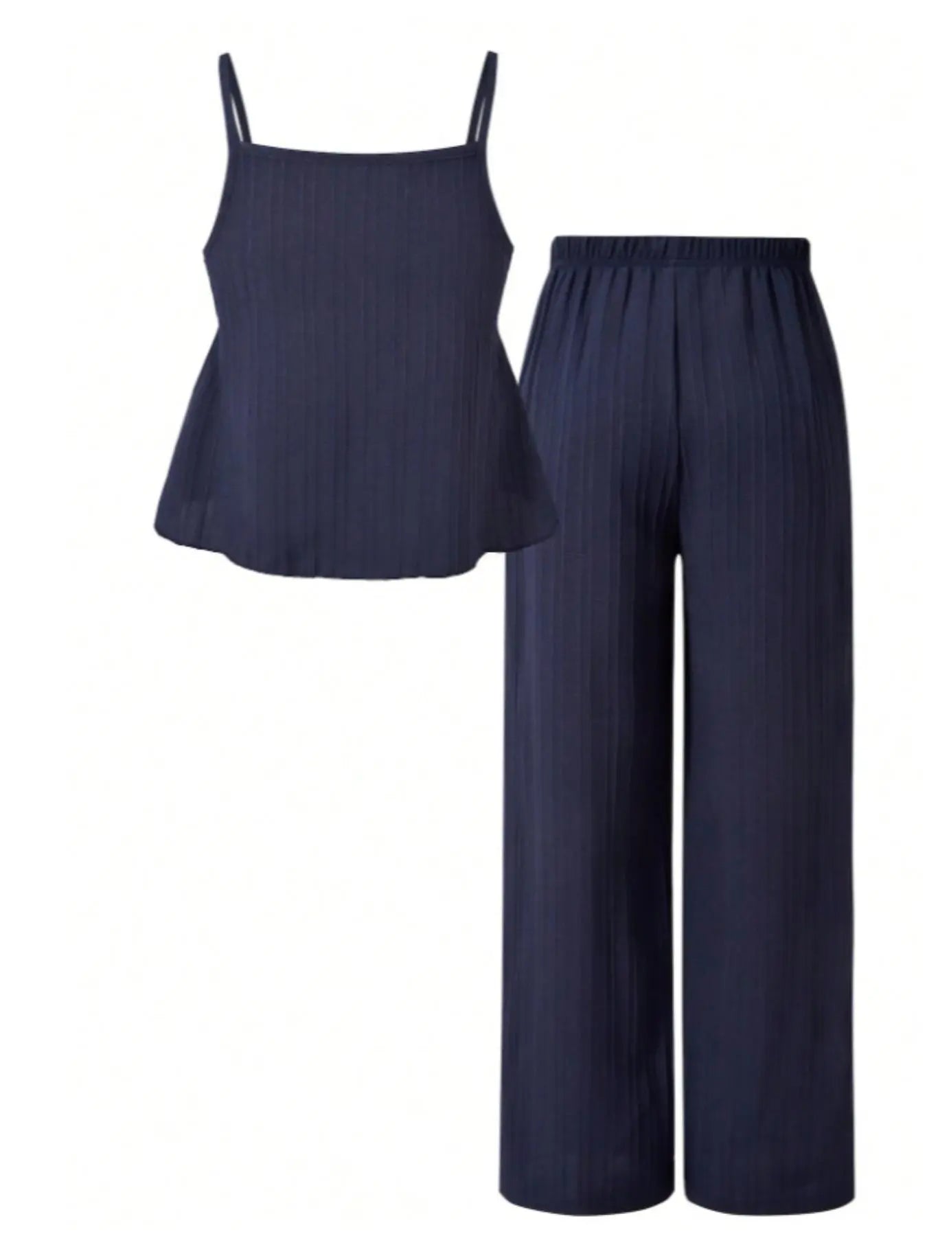 Two-Piece Set Women'S Solid Color Cami Top & Wide Leg Pants Set, Street Fashion Casual Outfits for Daily Outdoor Wear, Ladies Clothes for All Seasons