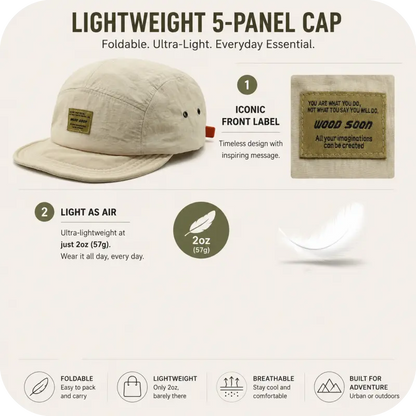 Japanese Style Lightweight Packable 5-Panel Cap