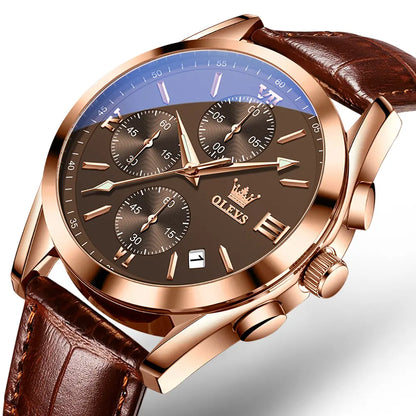 Leather Casual Chronograph Analog Watch