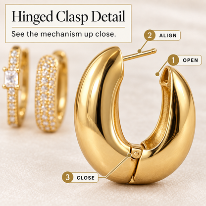Hinged clasp detail guide for the Gold Tone chunky hoop