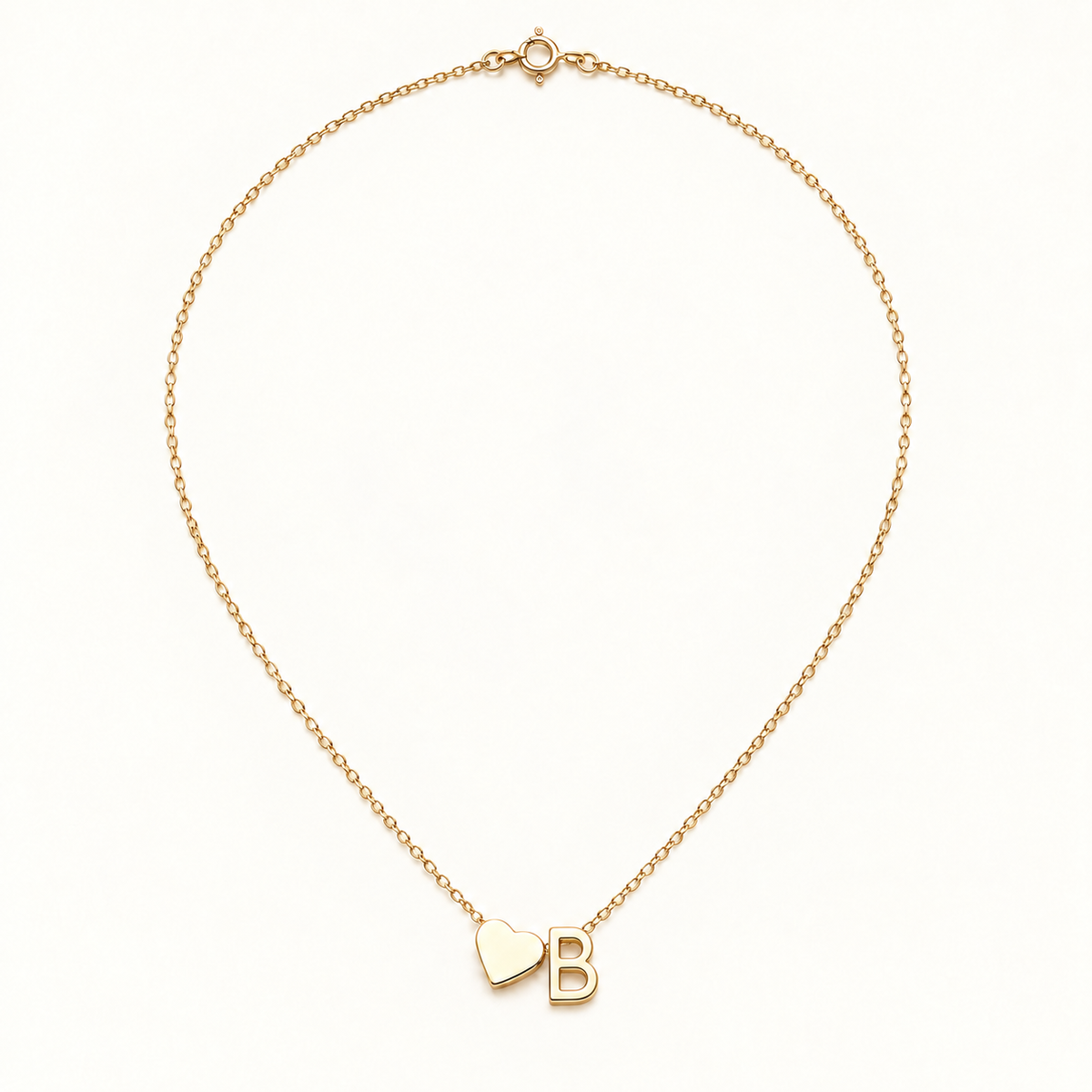 Initial Heart Necklace in Golden with letter B