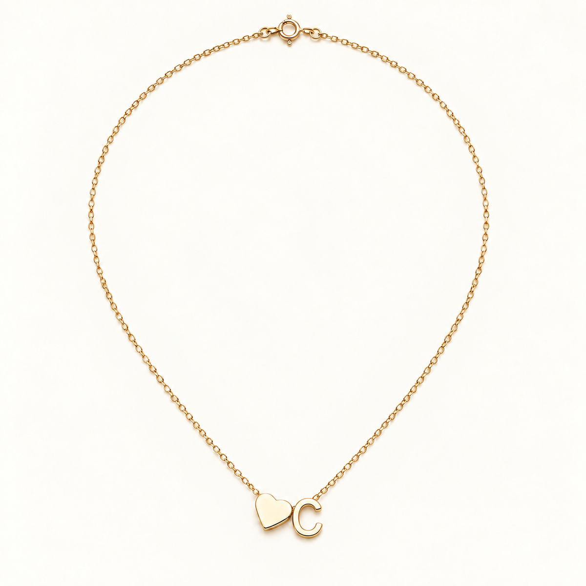 Initial Heart Necklace in Golden with letter C