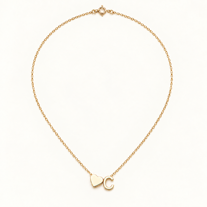 Initial Heart Necklace in Golden with letter C
