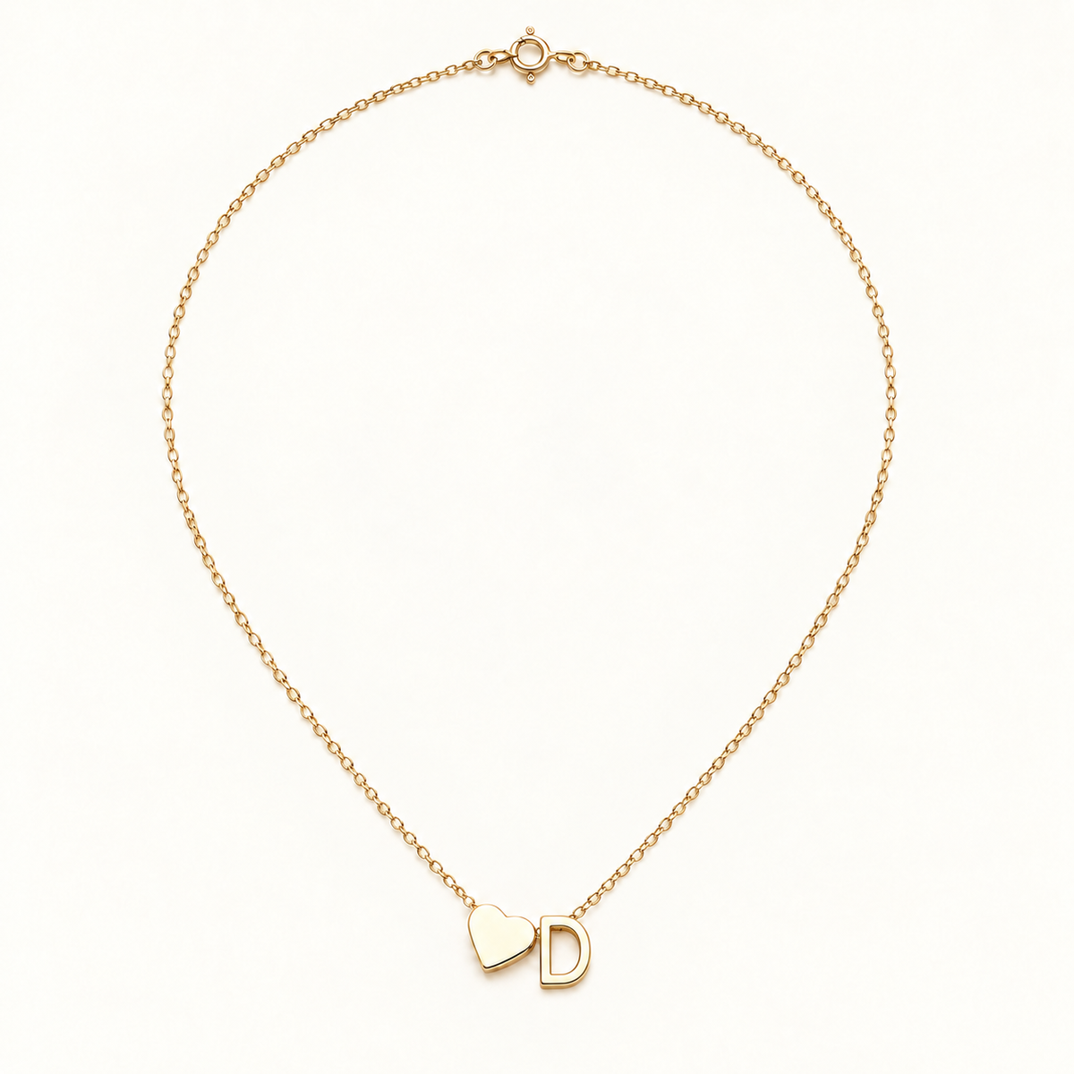 Initial Heart Necklace in Golden with letter D