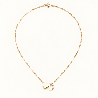 Initial Heart Necklace in Golden with letter D