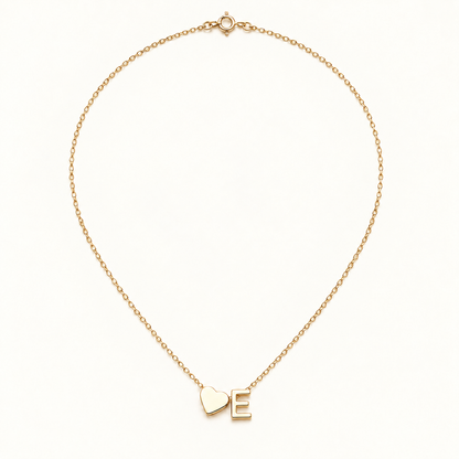 Initial Heart Necklace in Golden with letter E