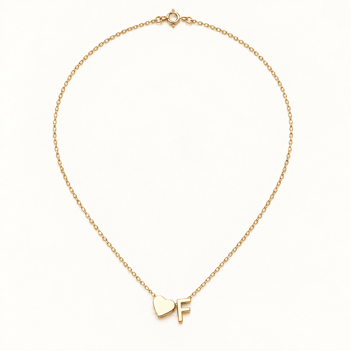 Initial Heart Necklace in Golden with letter F