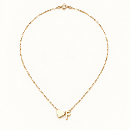 Initial Heart Necklace in Golden with letter F