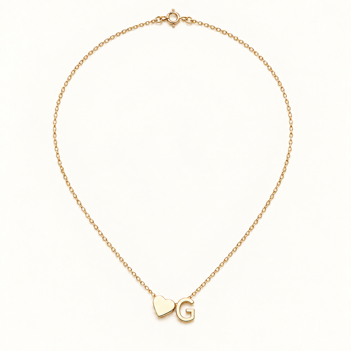 Initial Heart Necklace in Golden with letter G