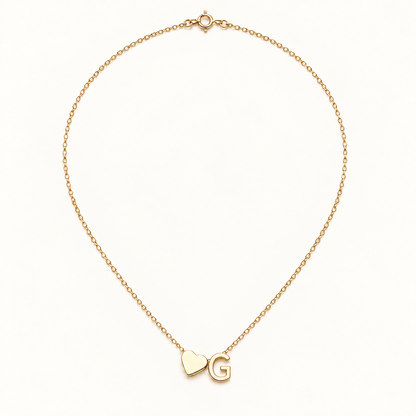 Initial Heart Necklace in Golden with letter G