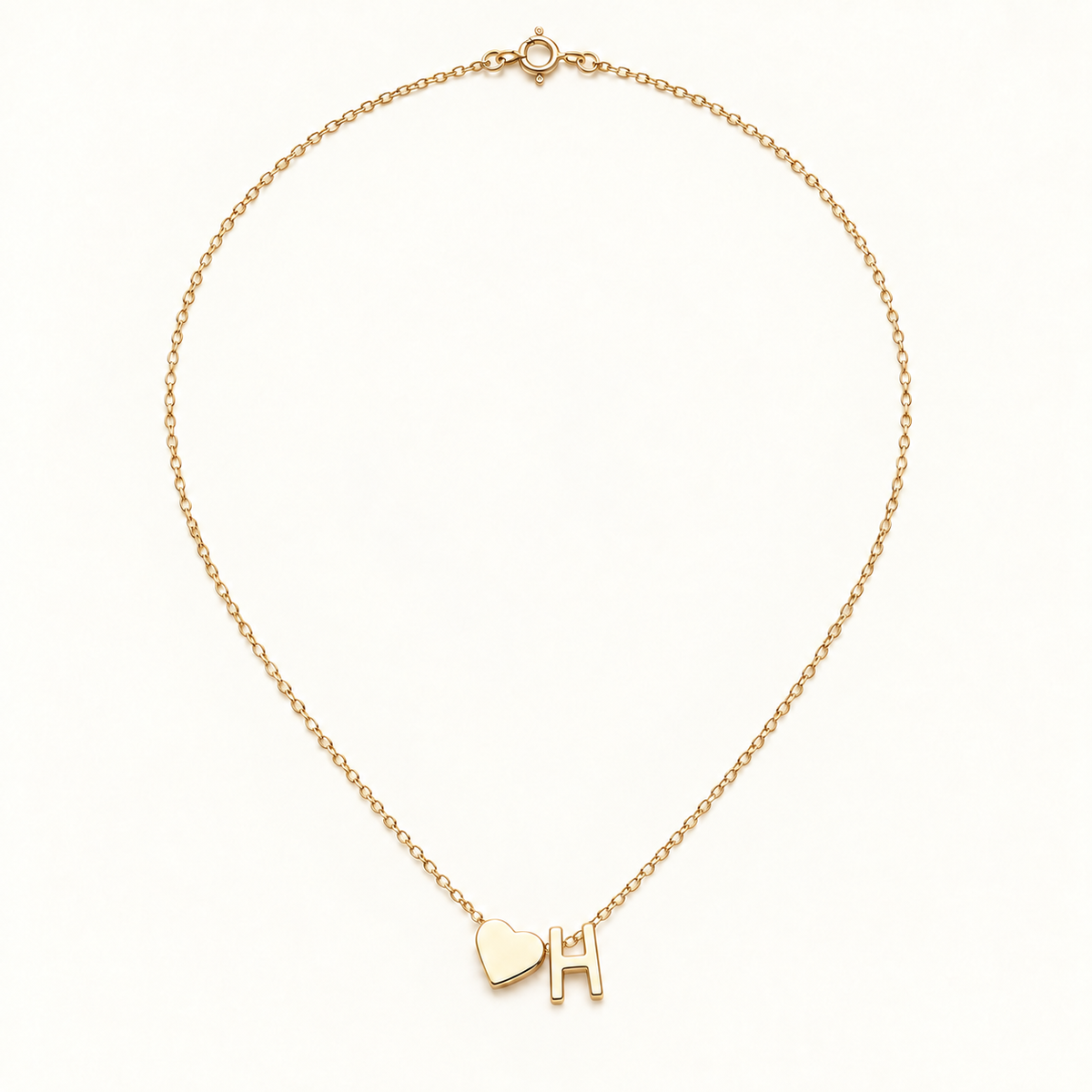 Initial Heart Necklace in Golden with letter H