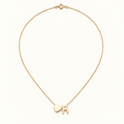 Initial Heart Necklace in Golden with letter H