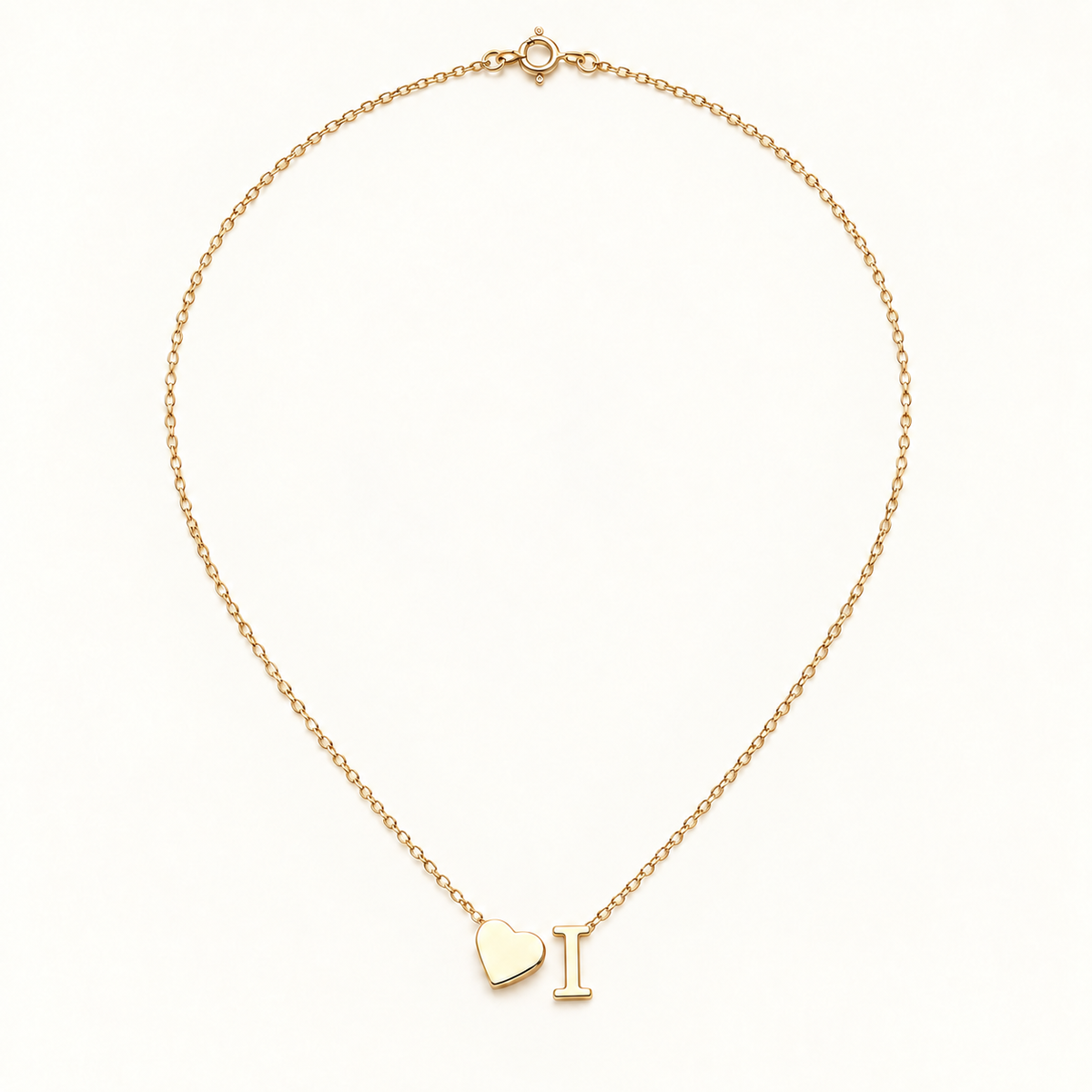 Initial Heart Necklace in Golden with letter I