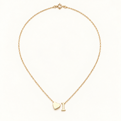 Initial Heart Necklace in Golden with letter I