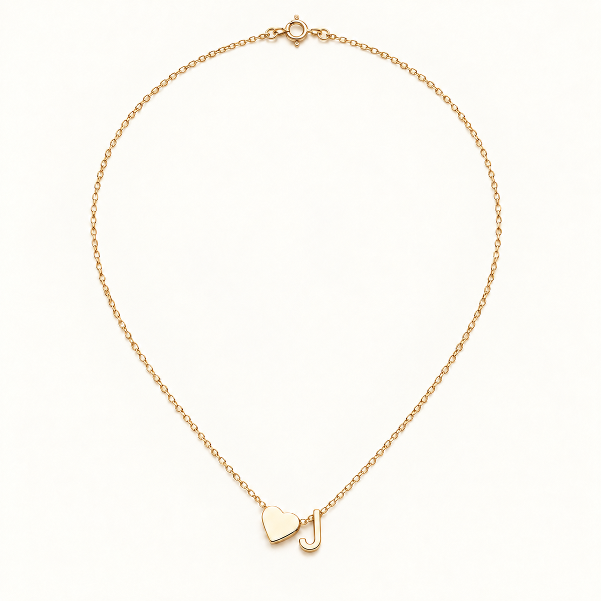 Initial Heart Necklace in Golden with letter J