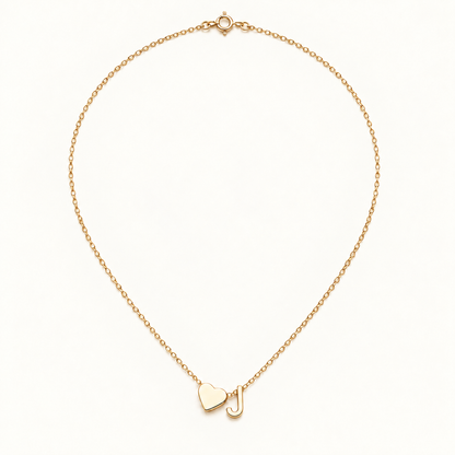 Initial Heart Necklace in Golden with letter J