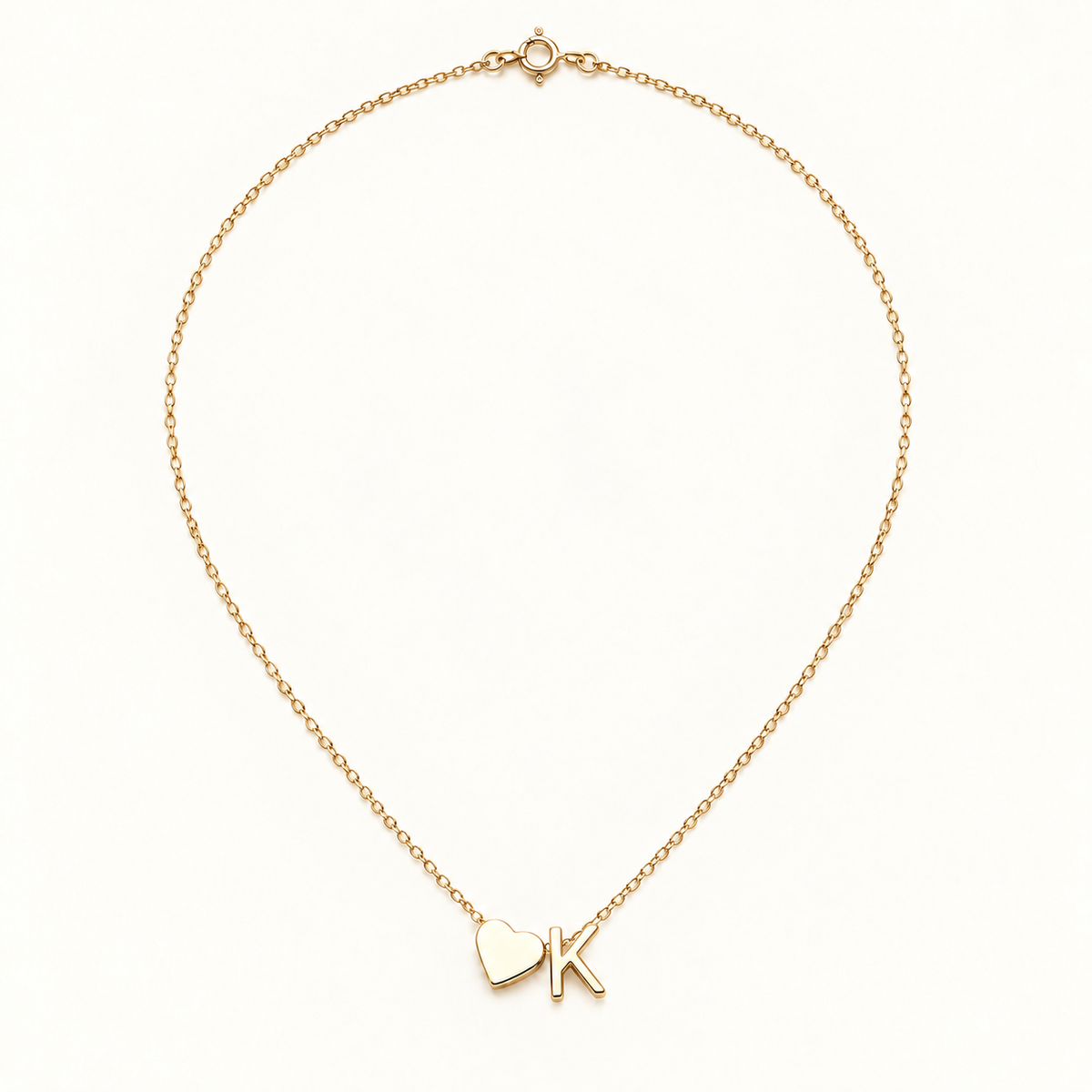 Initial Heart Necklace in Golden with letter K