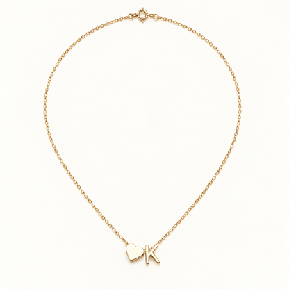 Initial Heart Necklace in Golden with letter K
