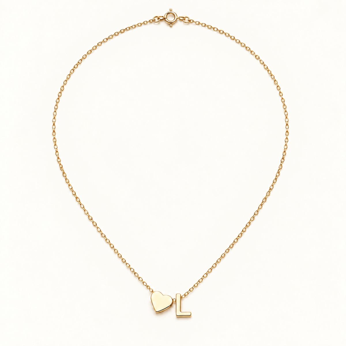 Initial Heart Necklace in Golden with letter L