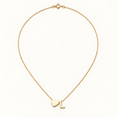 Initial Heart Necklace in Golden with letter L