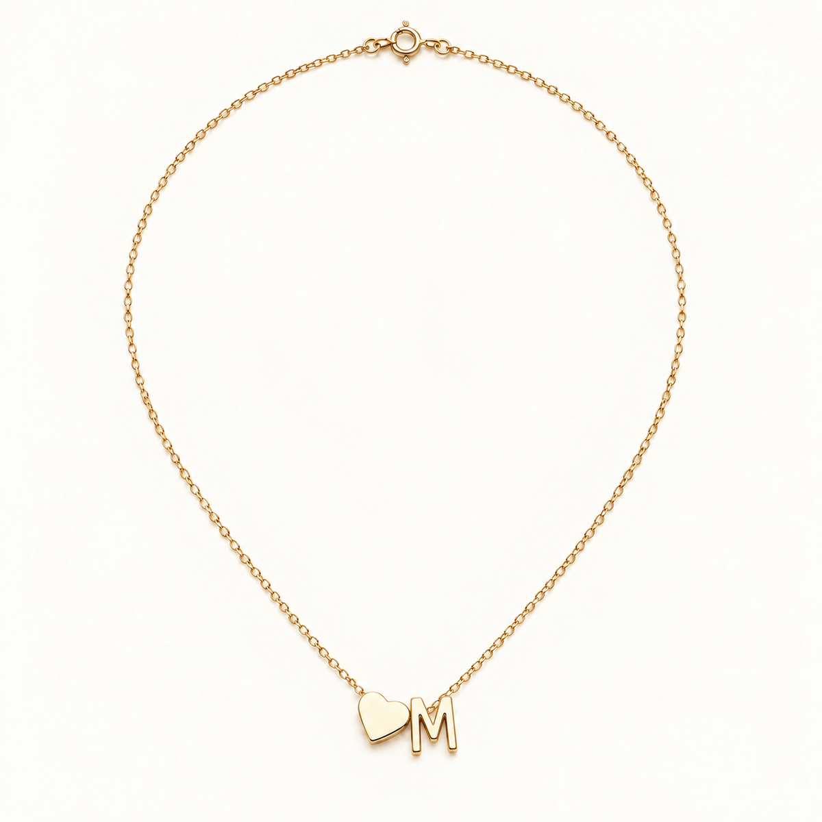 Initial Heart Necklace in Golden with letter M