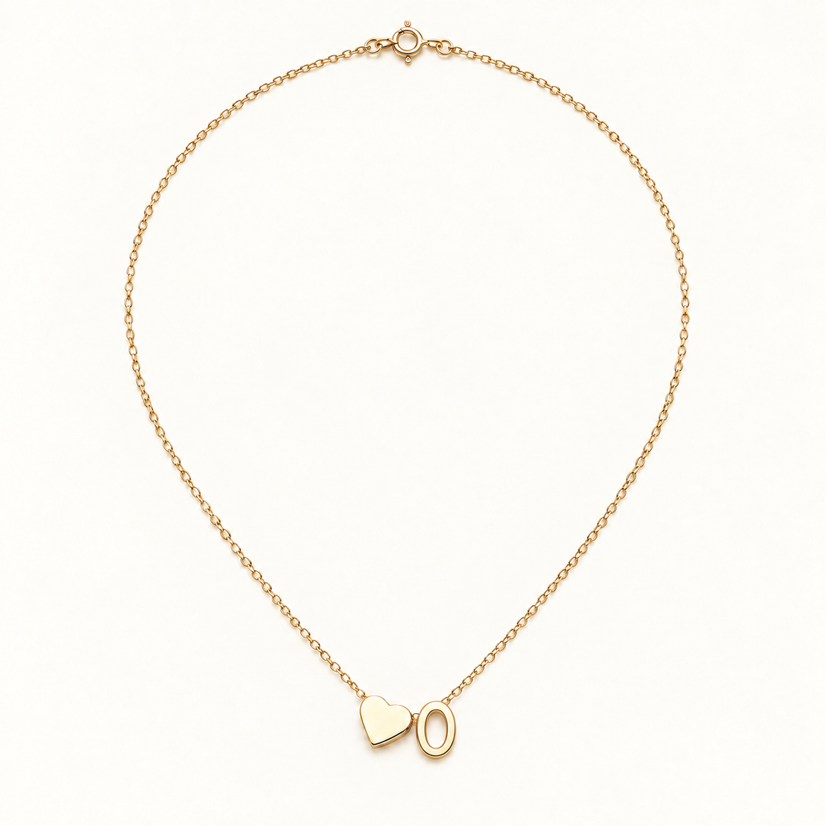 Initial Heart Necklace in Golden with letter O