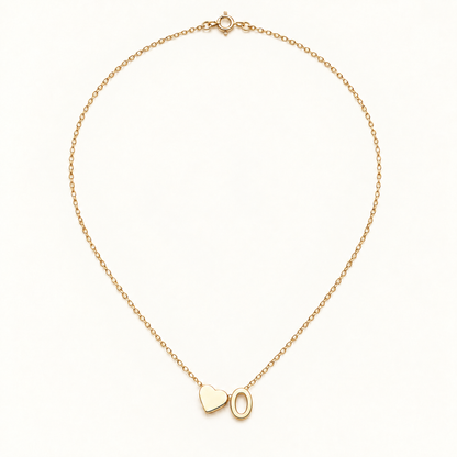 Initial Heart Necklace in Golden with letter O