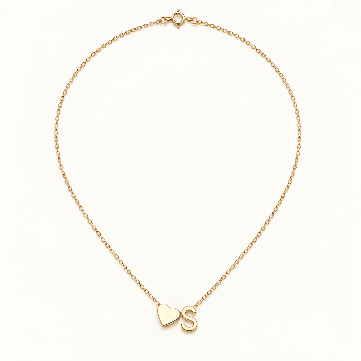 Initial Heart Necklace in Golden with letter S